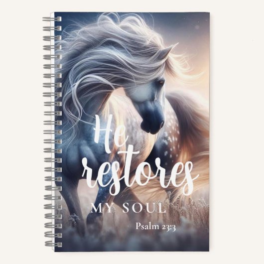 He Restores My Soul Psalm 23:3 Christian Spiral ノートブック (正面)