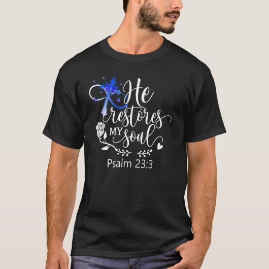 He Restores My Soul Psalm 23 Bible Verse Cross Tシャツ (正面)
