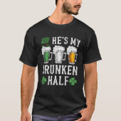 He s My Drunken Half Irish Beer Mens Womens St Pat Tシャツ (正面)