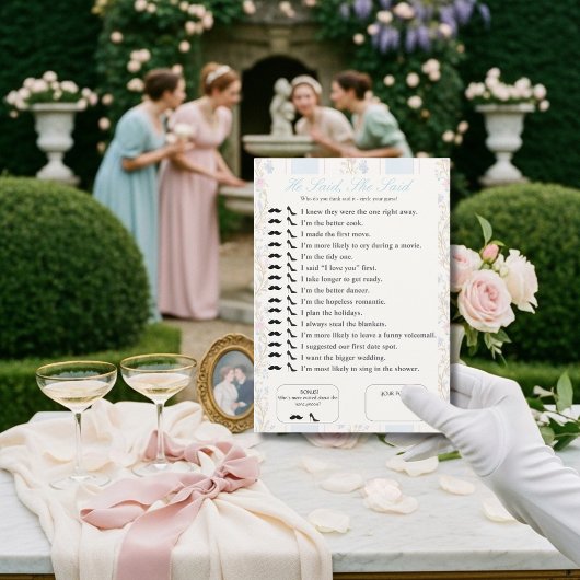 He Said, She Said Bridal shower Floral Game 招待状