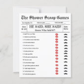 He said She said Bridal Shower Game  (正面)