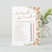 He Said She Said Bridal Shower Game | Boho Rustic  (スタンド正面)