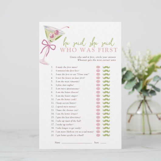 He Said She Said Chic Martini Bridal Game (スタンド正面)