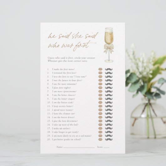 He Said She Said Elegant Champagne Bow Bridal Game (スタンド正面)