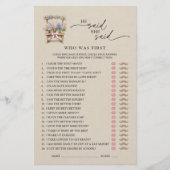 He Said She Said Farmers Market Bridal Shower Game (正面)