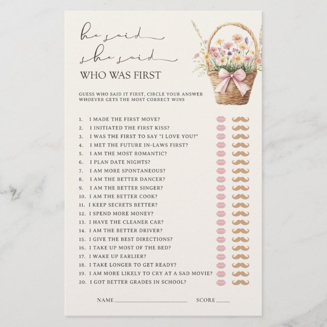 He Said She Said Floral Farmers Market Bridal Game (正面)