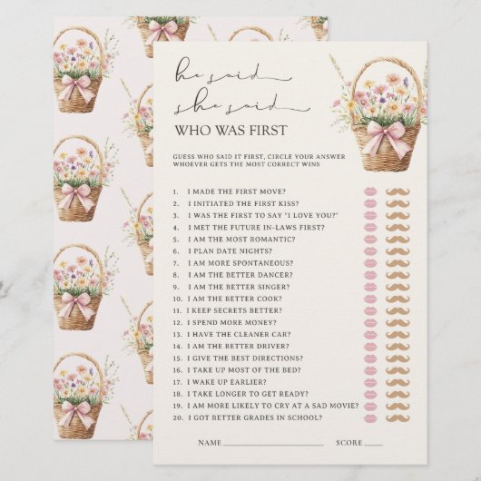 He Said She Said Floral Farmers Market Bridal Game (正面/裏面)