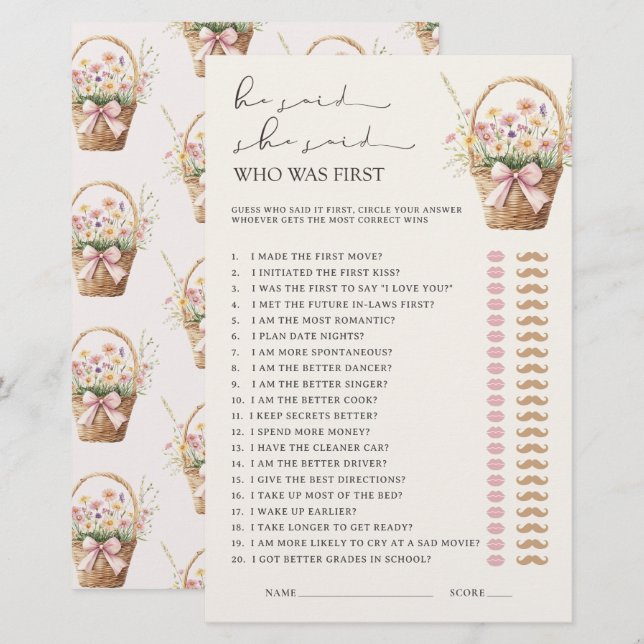 He Said She Said Floral Farmers Market Bridal Game (正面/裏面)