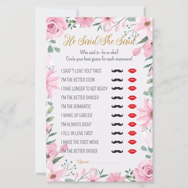 He Said, She Said Love is in Bloom Shower Game (正面)