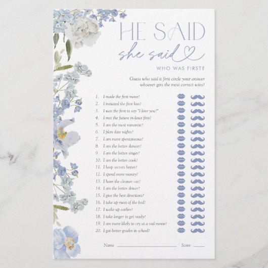 He Said She Said Watercolor Floral Shower Game (正面)