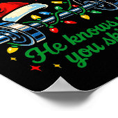 He Sees You Lifting Funny Skip Legs Christmas Tee  ポスター (角)