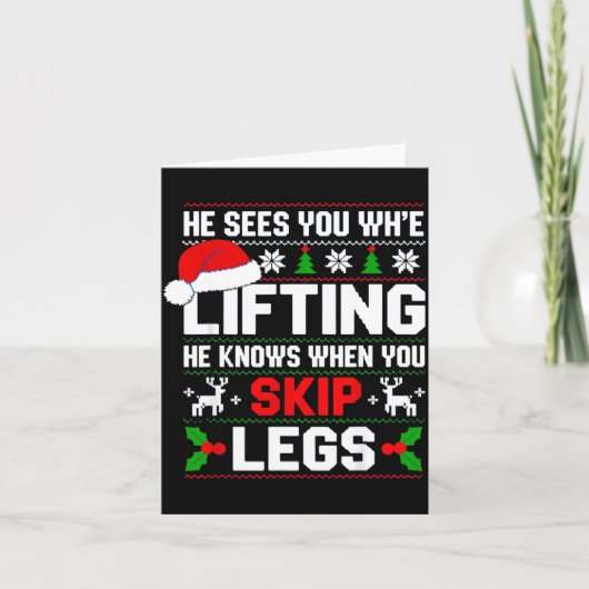 He Sees You Lifting Skip Legs Gym Enthusiasts Funn カード (正面)