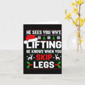 He Sees You Lifting Skip Legs Gym Enthusiasts Funn カード (黄色い花)