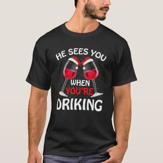 He Sees You When Your Drinking  Christmas Women Wi Tシャツ (正面)