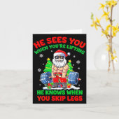 He Sees You When You're Lifting Skip Legs Santa Ch カード (黄色い花)