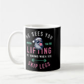 He Sees You When You're Lifting Skip Legs Santa Ch コーヒーマグカップ (左)