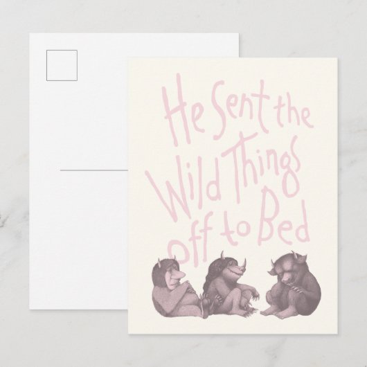 He Sent the Wild Things Off to Bed - Pink ポストカード (正面/裏面)