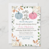 He/She Pumpkin秋Gender Reveal Invitation 招待状 (正面)