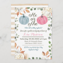 He/She Pumpkin秋Gender Reveal Invitation