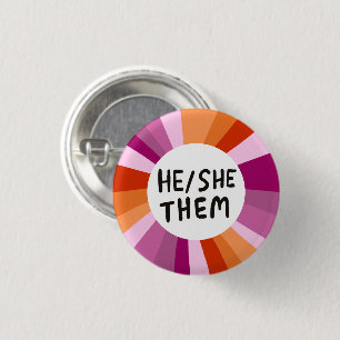 HE/SHE/THEMサークルレズカラフルビアンプライド 缶バッジ