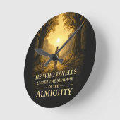 He Who Dwells Psalm 91 Christian Art ラウンド壁時計 (傾斜)