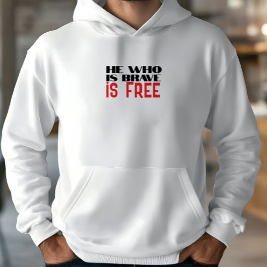 He who is brave is free quote red black パーカ