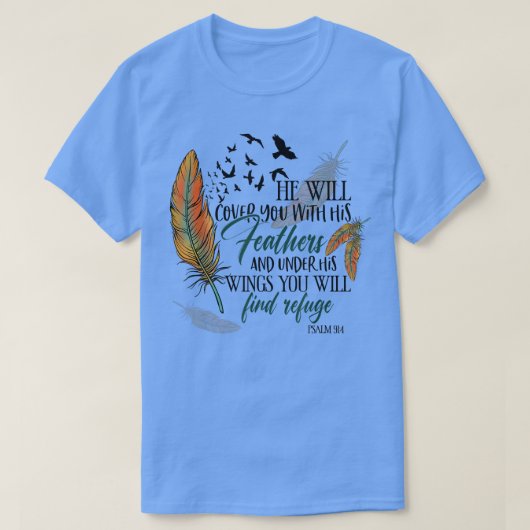 He Will Cover You With His Feathers Retro Christia Tシャツ (デザイン正面)