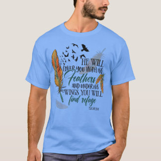 He Will Cover You With His Feathers Retro Christia Tシャツ