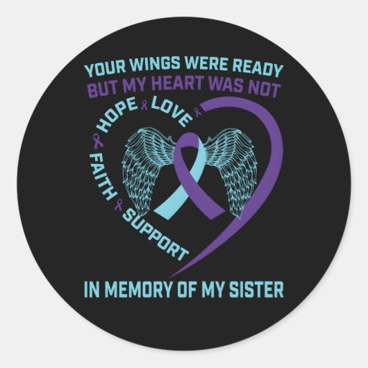 He Wings Ribbon Hope自殺認識度防止 ラウンドシール (正面)