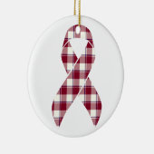Head and Neck Cancer Awareness Plaid Burgundy セラミックオーナメント (右)