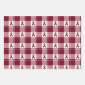 Head and Neck Cancer Awareness Plaid Burgundy ラッピングペーパーシート (正面2)