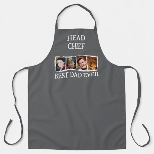 Head Chef Best Dad Ever 4 photo white grey エプロン (正面)