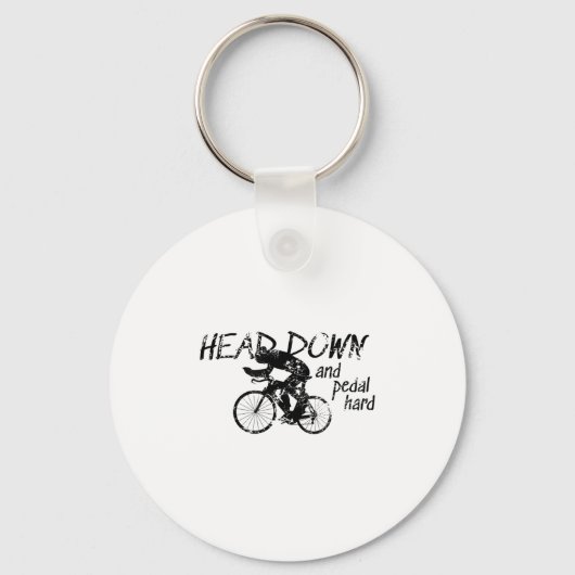 Head Down And Pedal Hard Bike Cycling Motivation T キーホルダー (正面)