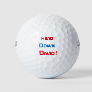Head Down David文字>おもしろいGolf Balls ゴルフボール