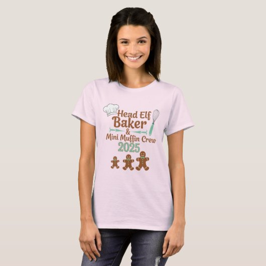 Head Elf Baker & Mini Muffin Crew 2025 Tシャツ (正面フル)