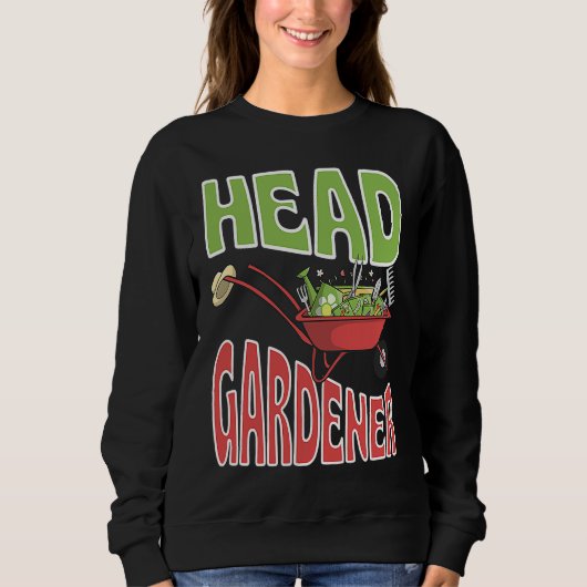 Head Gardener Cute Summer Wheelbarrow Vegetable Ga スウェットシャツ (正面)