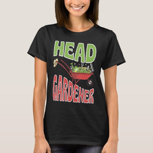 Head Gardener Cute Summer Wheelbarrow Vegetable Ga Tシャツ (正面)