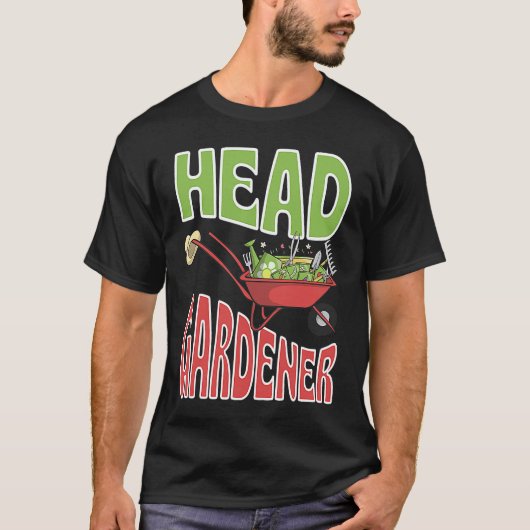 Head Gardener Cute Summer Wheelbarrow Vegetable Ga Tシャツ (正面)