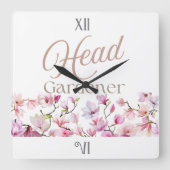 Head Gardener Floral Mother’s Day & Birthday Gift スクエア壁時計 (正面)