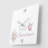 Head Gardener Floral, Mothers Day, Birthday        スクエア壁時計 (傾斜)
