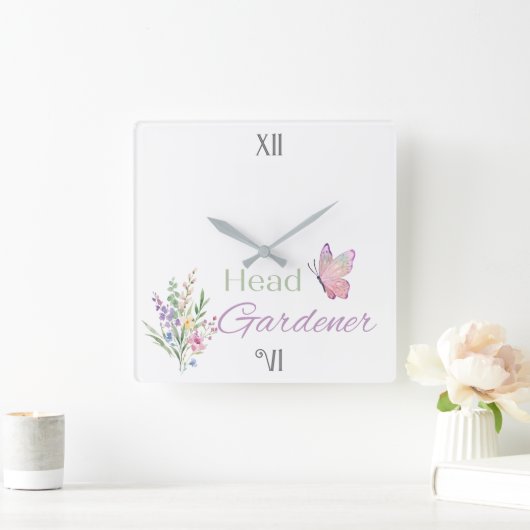 Head Gardener Floral, Mothers Day, Birthday        スクエア壁時計 (ホーム)