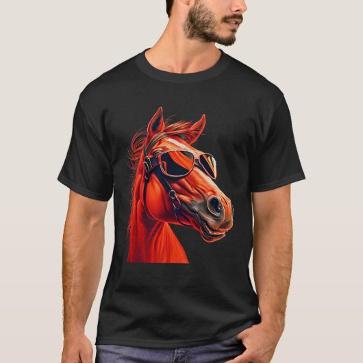 Head Horses Humorous Sunglasses 2 Tシャツ (正面)