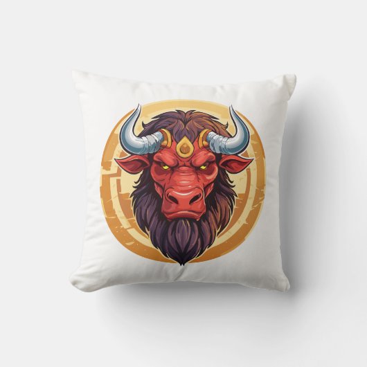 Head of a minotaur from greek mythology クッション (正面)