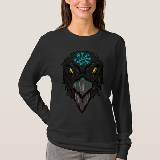 Head Of A Raven With Vegvisir  Idea Tシャツ (正面)