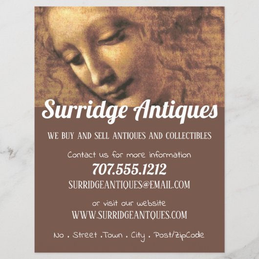 Head of a Woman, Leonardo Da Vinci, Antique Store チラシ (正面)