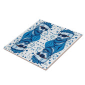 Head Of Bearded Blue Alien With Glasses Sci-Fi Art タイル (側面)