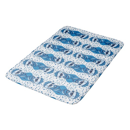 Head Of Bearded Blue Alien With Glasses Sci-Fi Art バスマット (アングル)