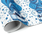 Head Of Bearded Blue Alien With Glasses Sci-Fi Art ラッピングペーパー (ロールコーナー)