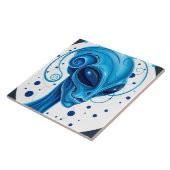 Head Of Blue Alien Closeup Sci-Fi Art タイル (側面)