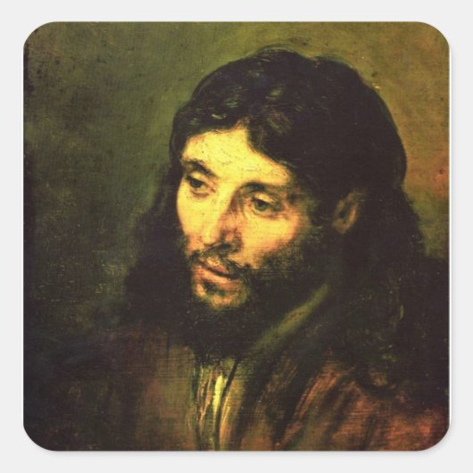 Head of Jesus by Rembrandt スクエアシール (正面)